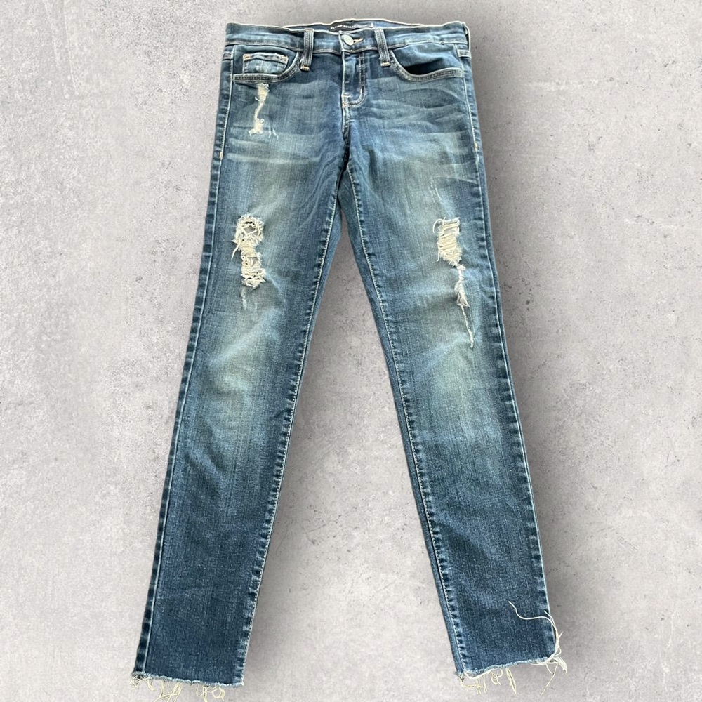 Flying Monkey Platinum Ray Hem Distressed Low Rise Skinny Jeans Size 26